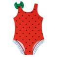 thumbnail image 1 of Akiihool Maillot de Bain une Pièce à Encolure Carrée pour Filles, Performance, Confettis, Dos Pro, Athlétique, Maillot de Bain une Pièce pour Fille (Rouge, 6-7 Ans), 1 of 4