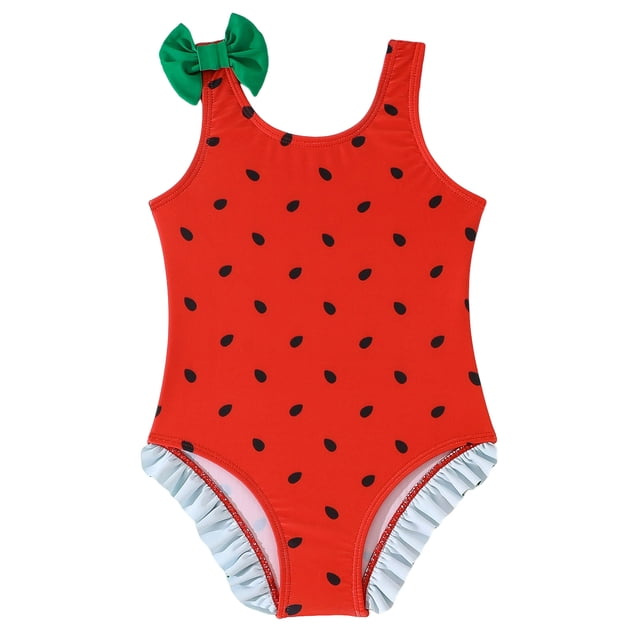 Akiihool Maillot de Bain une Pièce à Encolure Carrée pour Filles, Performance, Confettis, Dos Pro, Athlétique, Maillot de Bain une Pièce pour Fille (Rouge, 6-7 Ans)