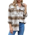 thumbnail image 1 of Yuyuzo Plaid Flannel Shirts for Women Oversized Long Sleeve Shacket Jacket Button down Blouse Tops, 1 of 5
