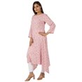 thumbnail image 3 of Moomaya Solid Rayon Kurta For Women bell Sleeve Drawstring Neck Long Ethnic Kurti, 3 of 7