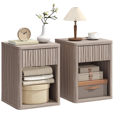HOMCOM Ensemble de 2 Tables de Nuit Modernes, Table de Chevet pour Chambre, Gris