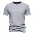 thumbnail image 1 of Qertyioot Mode Masculine Casual Solide Pull Col Rond T-shirt Manches Courtes Tops Chemise Été Épargne, 1 of 3