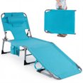 thumbnail image 1 of Gymax Chaise Longue de Plage Portable Chaise Pliante Inclinable avec Trou pour le Visage Turquoise, 1 of 9