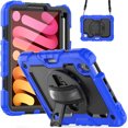 thumbnail image 2 of Case for iPad Mini 7 A17 Pro 2024/Mini 6 2021 8.3 Inch 7th/6th Gen with Screen Protector, 360 Degree Rotating Kickstand Hand Strap Shockproof Cover with Shoulder Strap, Blue, 2 of 7