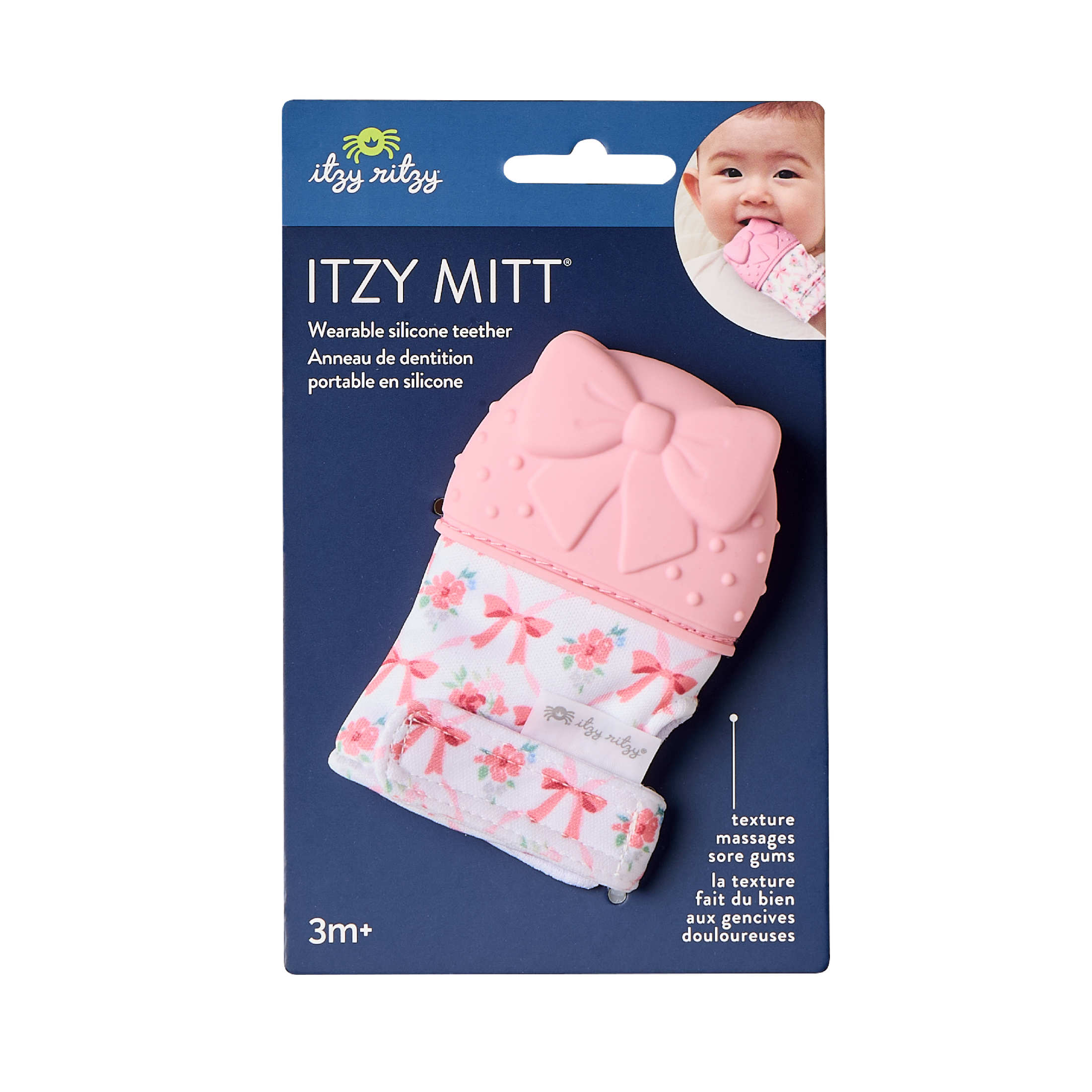 Itzy Ritzy Itzy Mitt™ Bow Silicone Teether for Infants, 0+ Months