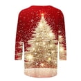 thumbnail image 5 of yoeyez T-Shirts de Noël Laids pour Femmes Manches 3/4 Hauts de Noël Mignons Chandail à Paillettes Imprimé Arbre de Noël Chandail de Fête d'Automne Tunique à Col Rond, 5 of 5