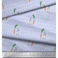 thumbnail image 3 of Soimoi Cotton Cambric Fabric Carrot & Rabbit Dots Printed Fabric 1 Yard 56 Inch Wide, 3 of 5