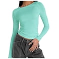 thumbnail image 1 of T-Shirts pour Femmes 2025, T-Shirts Femmes, T-Shirts Unis Rround pour Femmes Tendance Col T-Shirt T-Shirts Chauds pour Femmes Ajusté Manches Longues Jr Automne, 1 of 8