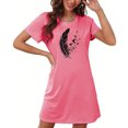 thumbnail image 4 of Tnhcen Robe Grande Taille à Imprimé Mignon, Manches Courtes, Col Rond, Vêtement de Nuit, Polyester Spandex Extensible, P-2TG, pour Détente Quotidienne/sommeil Confortable, 4 of 7