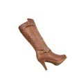 thumbnail image 5 of Bottes à Talons Hauts à Fermeture Éclair à Bout Rond Décontractées pour Femmes Dames Mode (Tan, 11), 5 of 5