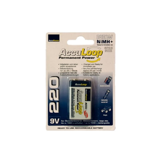 4-Pack 9 Volt AccuLoop NiMH Batteries (220 mAh)