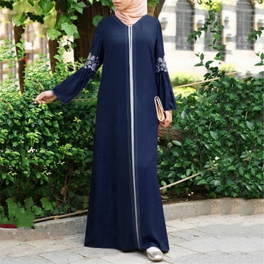 Babysbule Liquidation Robes pour Femmes Dames Abaya Musulmane à Imprimé Floral Kaftan Vintage Islamique Robe Longue Robe Maxi