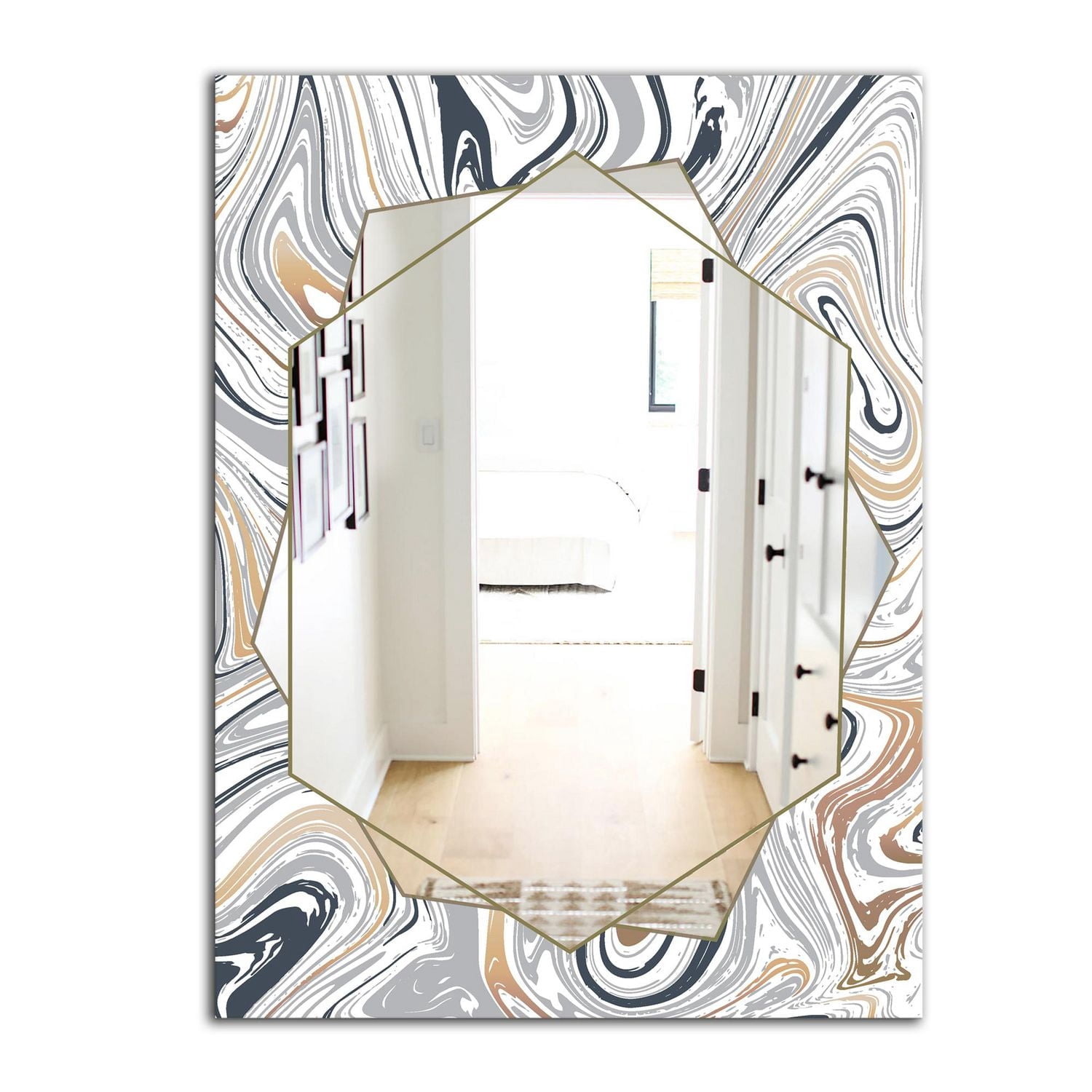 Designart 'Marbled Diamond 14' Miroir Moderne - Grand Miroir Mural Contemporain - 28x40