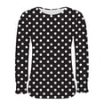 thumbnail image 4 of HAiming Chemises à Pois pour Femmes Décontractées à Col Rond Hauts à Volants Plissés Blouse Basique Chic T-Shirts de Travail, 4 of 6