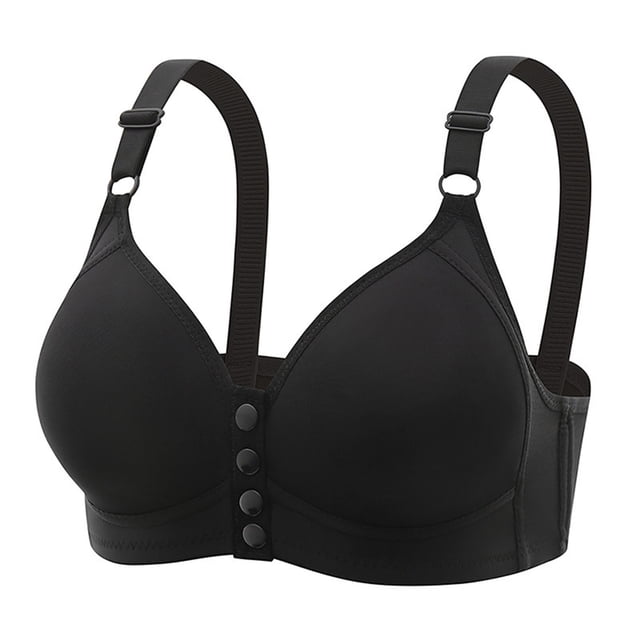 Lenpel Women's Plus Size Front Closure Bras Seamless Wireless Full Coverage Push up Bras Comfortable Everyday Bralettes(Black,Medium)