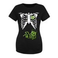 thumbnail image 1 of Hauts de Maternité d'Halloween pour Femmes, T-Shirt de Grossesse à Imprimé Amusant, Coupe Confortable Extensible pour Tenue Décontractée, Col en V, Design Froncé sur les Côtés, 1 of 3