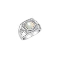 thumbnail image 3 of RYLOS Mens Rings 14K White Gold Designer Round Gemstone &  Sparkling Diamond Ring Opal October Birthstone Rings For Men, Men's Rings, Gold Rings Sizes 8 - 13, 3 of 7
