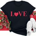 thumbnail image 2 of Diufon Hauts de la Saint-Valentin pour Femmes Décontractés Tendance T-Shirt à Manches Courtes Col Ras du Cou Mignon à Imprimé Graphique Chandail Blouse, 2 of 5