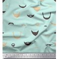 thumbnail image 1 of Soimoi Green Poly Georgette Fabric Mustache Face Print Fabric by The Yard 52 Inch Wide, 1 of 3