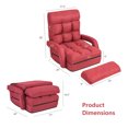 thumbnail image 4 of Costway Fauteuil de Sol Pliant avec Dossier Réglable à 6 Positions et Coussin Lombaire Rouge, 4 of 10