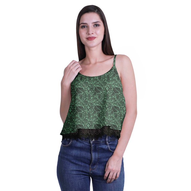 Moomaya Haut Court à Bretelles Spaghetti Imprimé pour Femmes Cami Tops d'Été