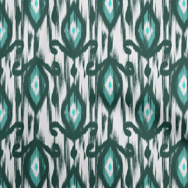 oneOone Rayon Dark Green Fabric Ikat Fabric For Sewing Printed Craft Fabric By The Yard 56 Inch Wide