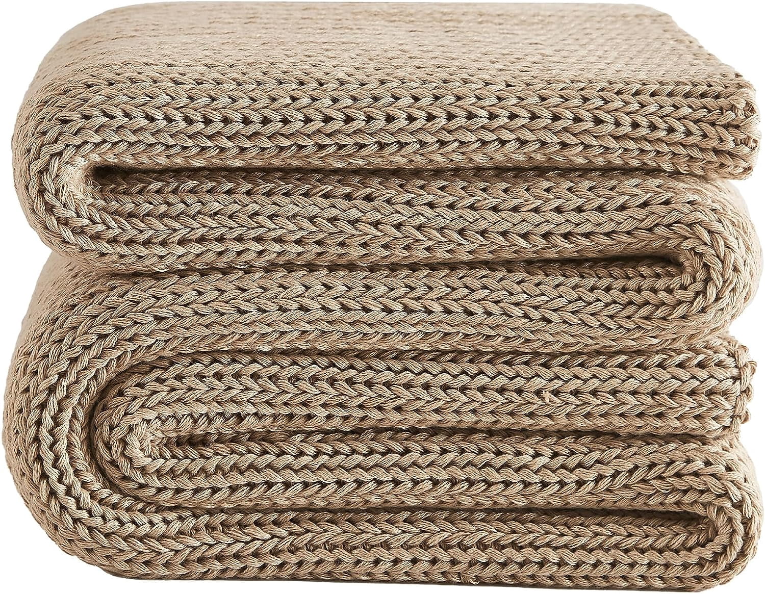 L'AGRATY Knitted Weighted Blanket - 48"x72" 20lbs Cooling Chunky Knit Heavy Blanket for Adults Braided Crochet Throw Thick Cable Yarn Knit Decorative No Beads Evenly Weighted Machine Washable