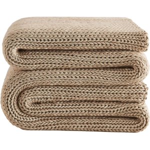 L'AGRATY Knitted Couverture pondérée - 48"x72" 20lbs Refroidissement Chunky Knit Couverture lourde pour les adultes Crochet tressé lancer épais câble fil tricot décoratif pas de perles uniformément pesée machine lavable