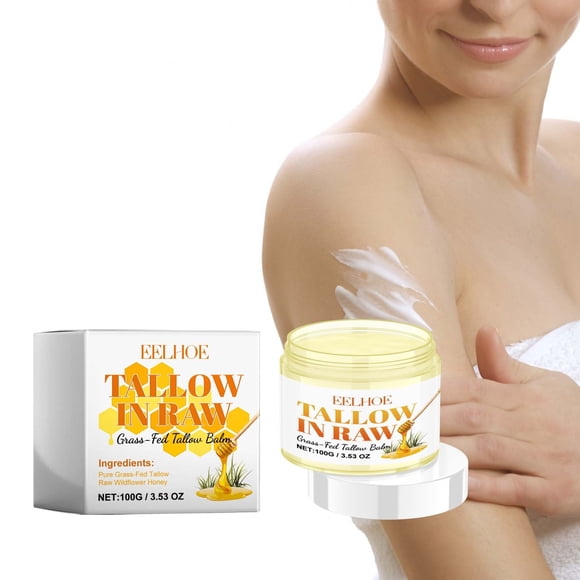 Handmade Organic Grass Fed Tallow Skin Balm & Wild Honey Hands, Face, Full Body - Natural For Soothing.