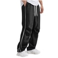 thumbnail image 2 of Weiqiqre Mens Cargo Pants Colorblock Drawstring Waisted Waisted Wide Leg Loose Track Pants, 2 of 3