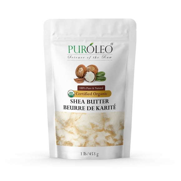 PUROLEO Organic Certified USDA Shea Butter (1 lb/454g) - Pure & Natural, Ethically Sourced, Packed In Canada - Moisturizing Body Butter for Skin & Hair