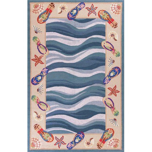 HomeRoots 352338 3 ft. 6 in. x 5 ft. 6 in. Wool Blue Area Rug