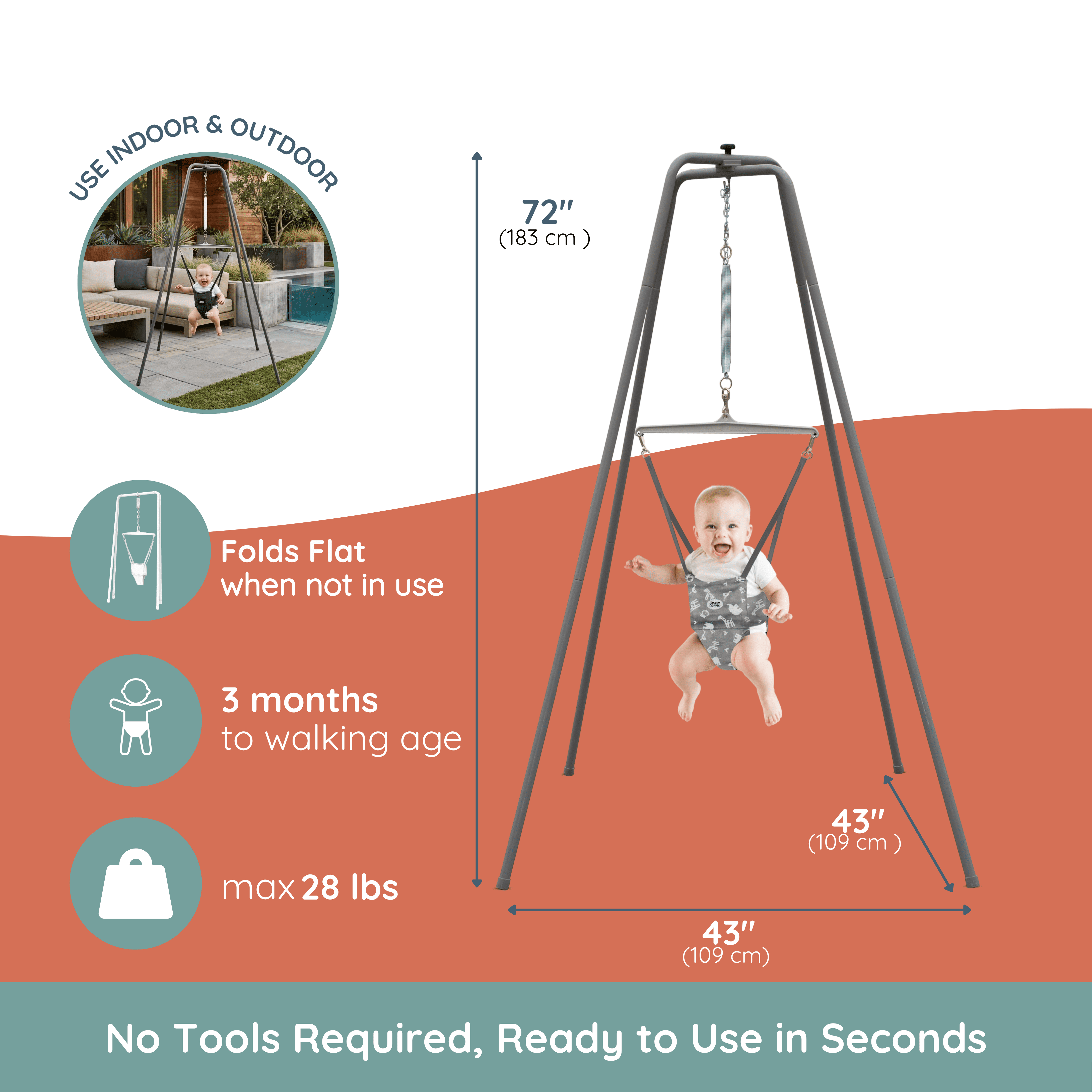 Jolly Jumper Elite – Original Baby Exerciser with Super Stand