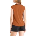 thumbnail image 3 of INSPIRE CHIC Women's Tie Neck Cap Sleeve Button Down Ruffle Summer Shirts, 3 of 6