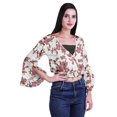 thumbnail image 3 of Moomaya Printed Womens Crop Top Wrap Style Top Wear Ruffle Long Sleeve Casual Summer Blouse, 3 of 5