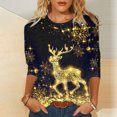 thumbnail image 2 of IROINID Chemises de Noël en Solde pour Femmes Blouse à Manches Longues Col Rond Imprimé, Jaune, 2 of 6
