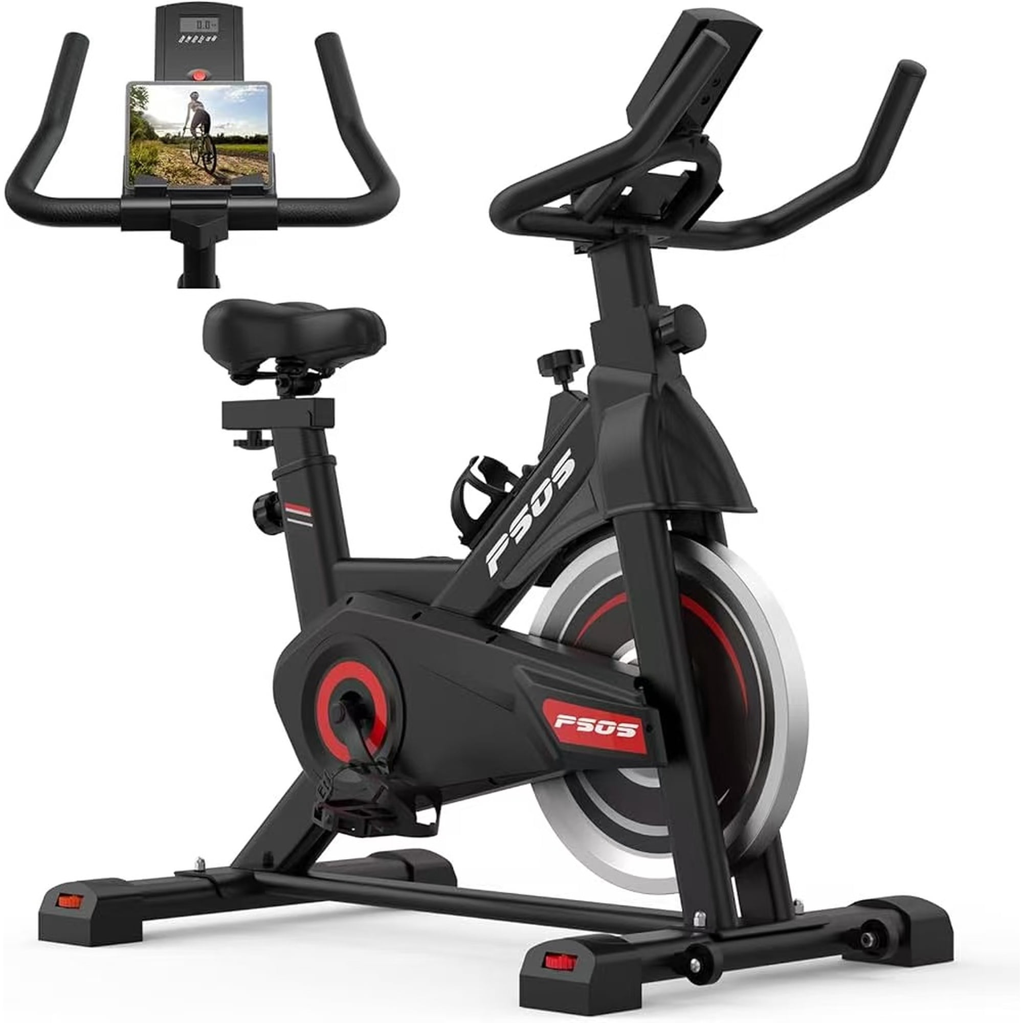 Toytexx Indoor Cycling Exercise Bike, 330 lb Capacity, Quiet Belt Drive, Magnetic Resistance, 4-Way Adjustable Seat, 2-Way Adjustable Handlebar, Home Cardio Training Bike, Random Color