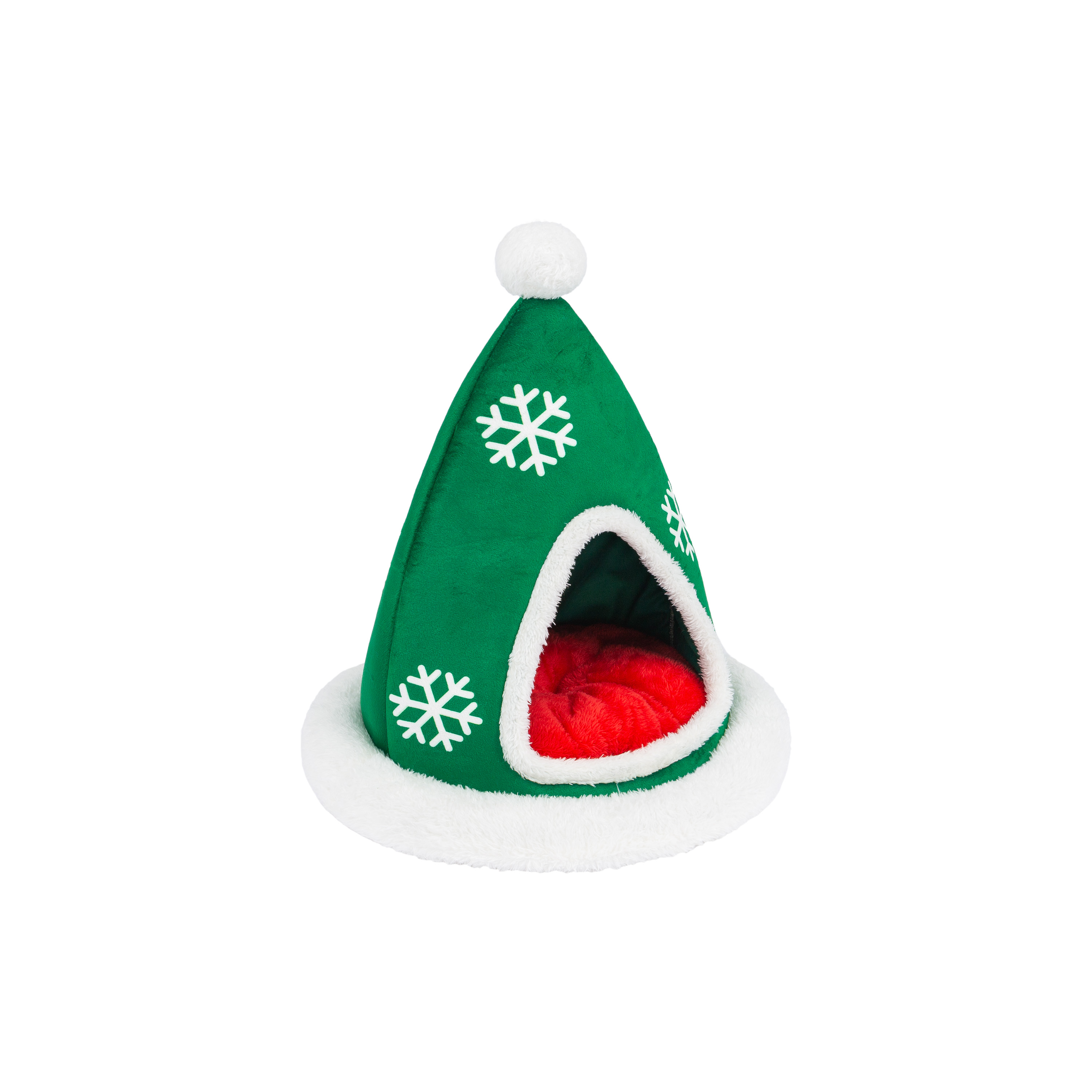 One Paw, Lit à Thème de Noël pour Petits Chiens et Chats, Design Chapeau de Lutin
