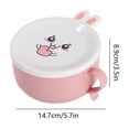 thumbnail image 3 of Pisexur Stainless Steel Double Layer Insulated Rabbit Fast Food Cup Large Capacity Plastic Stainless Steel Bowl With Lid Instant Noodle Bowl Pink,Free Size, 3 of 7