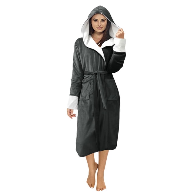 Kcodviy Women Winter Plush Lengthened Polyester Jackets for Women Shawl Bathrobe Home Clothes Light Weight Fleece Jacket for Women Long Sleeved Robe Coat