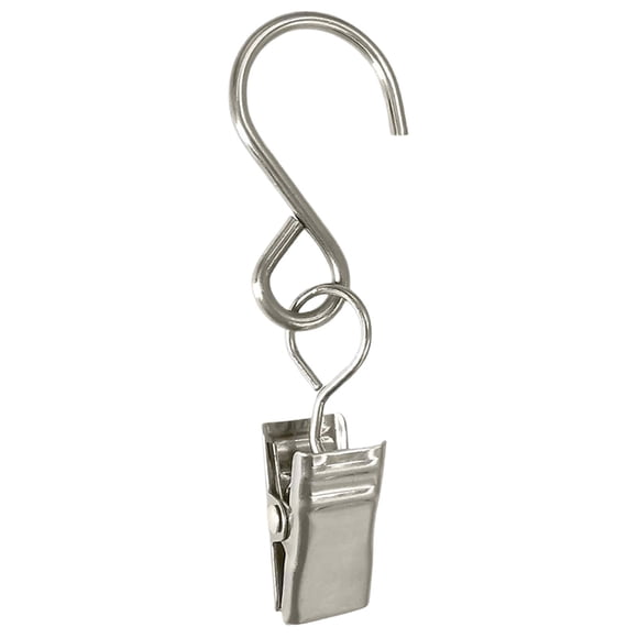 SDNall Shower Curtain Hooks With Clips, Decorative S Hooks For Hanging, Versatile Movable Stainless Steel Hooks For Curtains And Lights