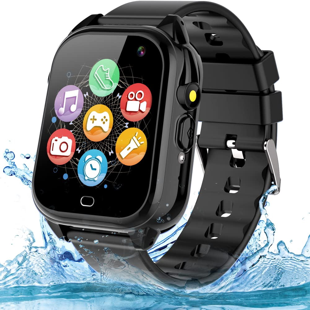 OVV Kids Waterproof Smart Watch Boys Girls Age 3-12 with 26 Game 1.44'' HD Touch Screen Music Player Camera Video Recorder 12/24 Hr Clock Pedometer Alarm