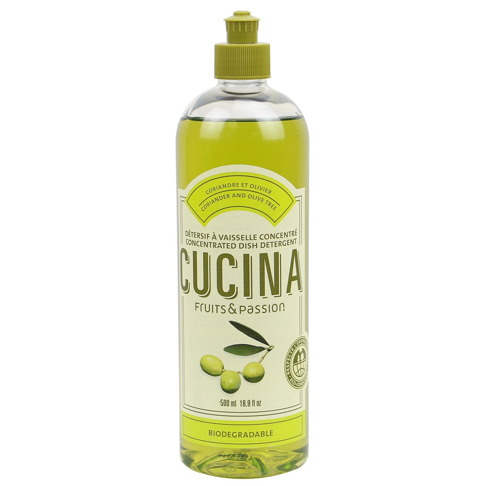 Fruits & Passion Cucina Coriander and Olive Tree Biodegradable Concentrated Liquid Dish Soap Detergent 16.9 Ounces