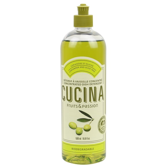 Fruits & Passion Cucina Coriandre et Olivier Détergent à Vaisselle Liquide Concentré Biodégradable 16,9 Onces