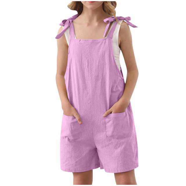 Birdeem Combishort d'Été Sans Manches pour Filles, Bretelles Spaghetti, avec Poches