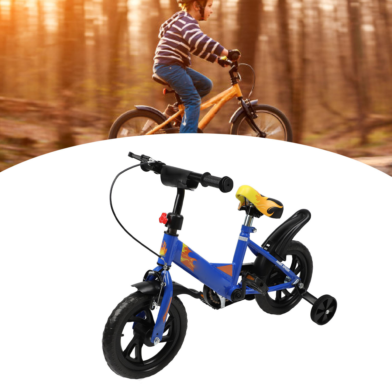 Kids Cycle, Strong Load Bearing Children Bike Integrated Design with Training Wheel for Outdoor