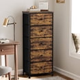 thumbnail image 1 of GUNAITO Commode Haute pour Chambre avec 5 Tiroirs Commode Bac de Rangement en Tissu Brun Rustique, 1 of 9