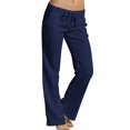 thumbnail image 1 of Fashnice Ladies Pants Mid Waist Lounge Pant Solid Color Bottoms Basic Work Trousers Navy Blue M, 1 of 2