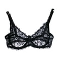 thumbnail image 1 of Soutien-gorge en Dentelle Florale pour Femmes à Col en V, Bretelles Ajustables, à Armatures, Aguichant, 1 of 9