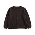 thumbnail image 1 of PMVFHDE Chandails Fille Bébé Enfants Filles Cardigan Manches Longues Enfant Chandail Boutonné Fille Col Rond Cardigans Chandail Café,5a, 1 of 2